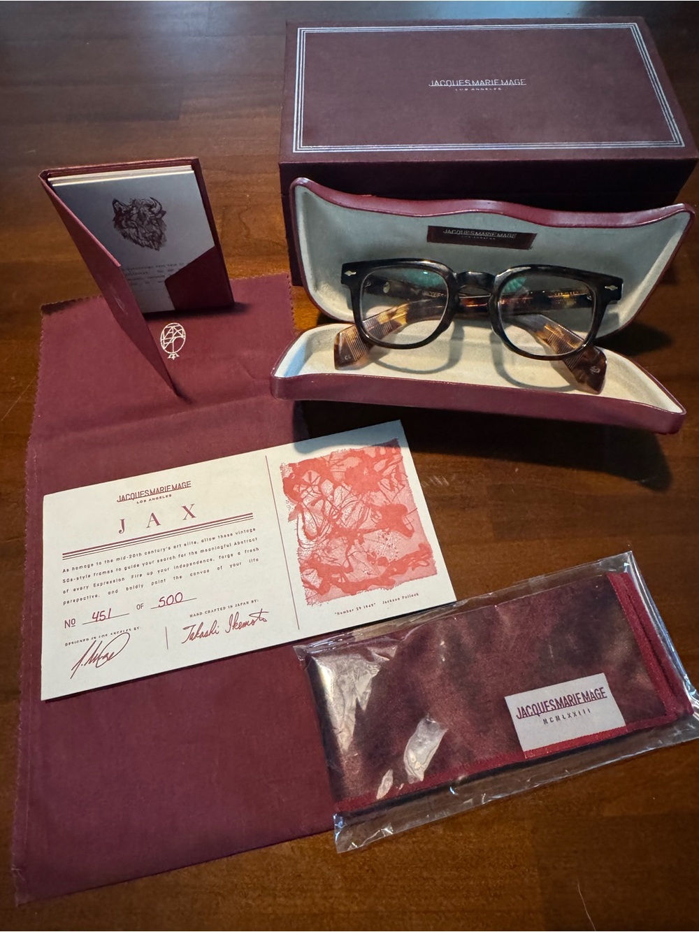 Jacques Marie Mage Brown Tortoiseshell JAX Glasses, original packaging